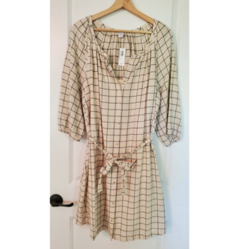 Old Navy Cream & Black Shirt Dress